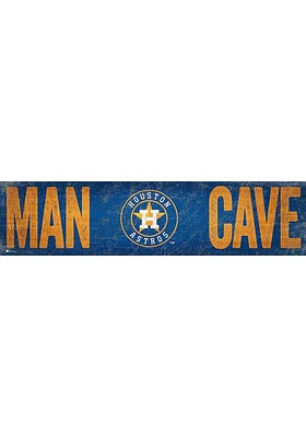Houston Astros Man Cave 6x24 Sign - Navy Blue