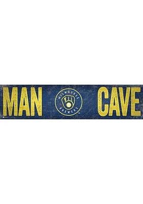Milwaukee Brewers Man Cave 6x24 Sign - Navy Blue