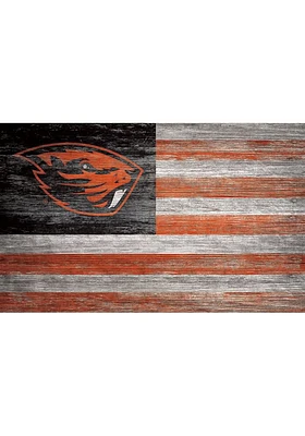 Oregon State Beavers Distressed Flag 11x19 Sign - Black