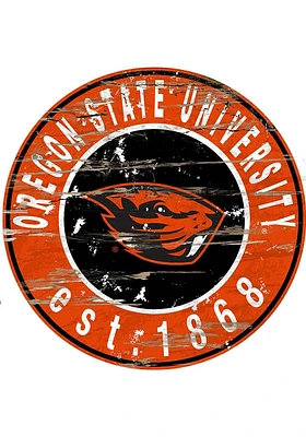 Oregon State Beavers Established Date Circle 24 Inch Sign - Orange