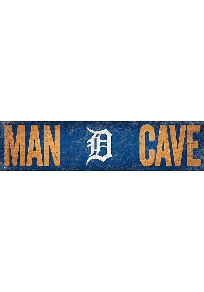 Detroit Tigers Man Cave 6x24 Sign - Navy Blue