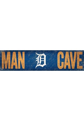 Detroit Tigers Man Cave 6x24 Sign - Navy Blue