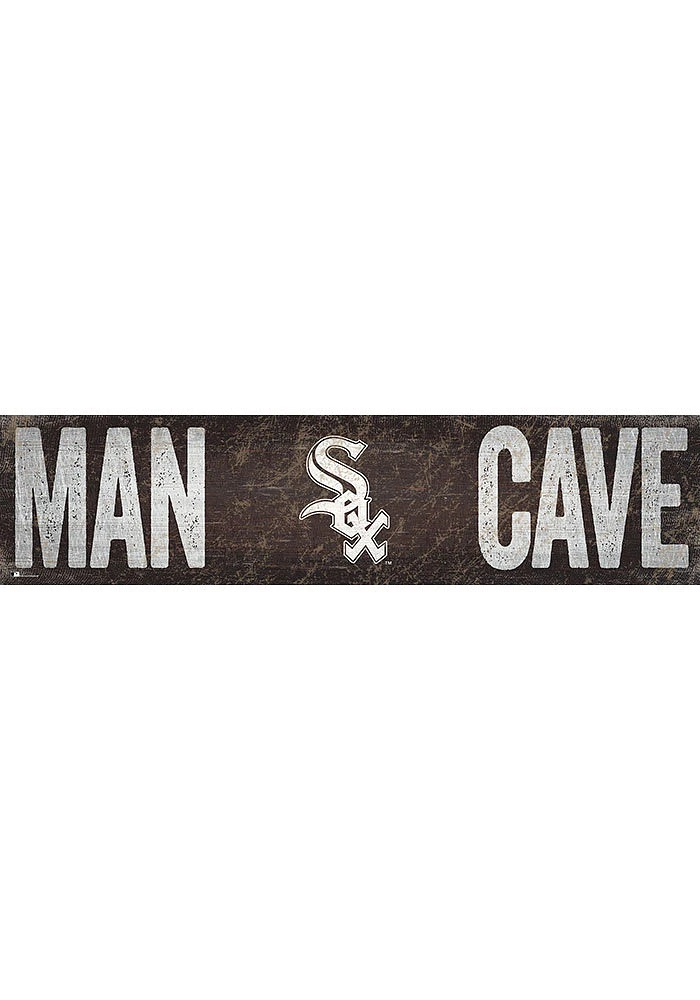 Chicago White Sox Man Cave 6x24 Sign - Black