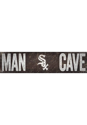 Chicago White Sox Man Cave 6x24 Sign - Black