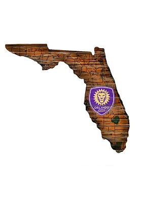 Orlando City SC Distressed State 24 Inch Sign - Brown