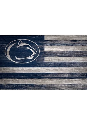 Penn State Nittany Lions Distressed Flag 11x19 Sign - Navy Blue