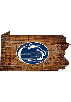 Penn State Nittany Lions Distressed State 24 Inch Sign - Brown