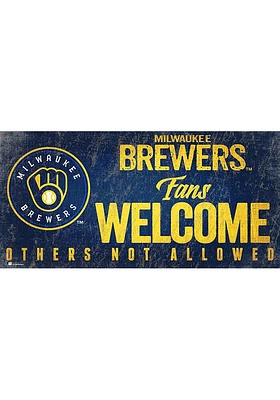 Milwaukee Brewers Fans Welcome 6x12 Sign - Navy Blue
