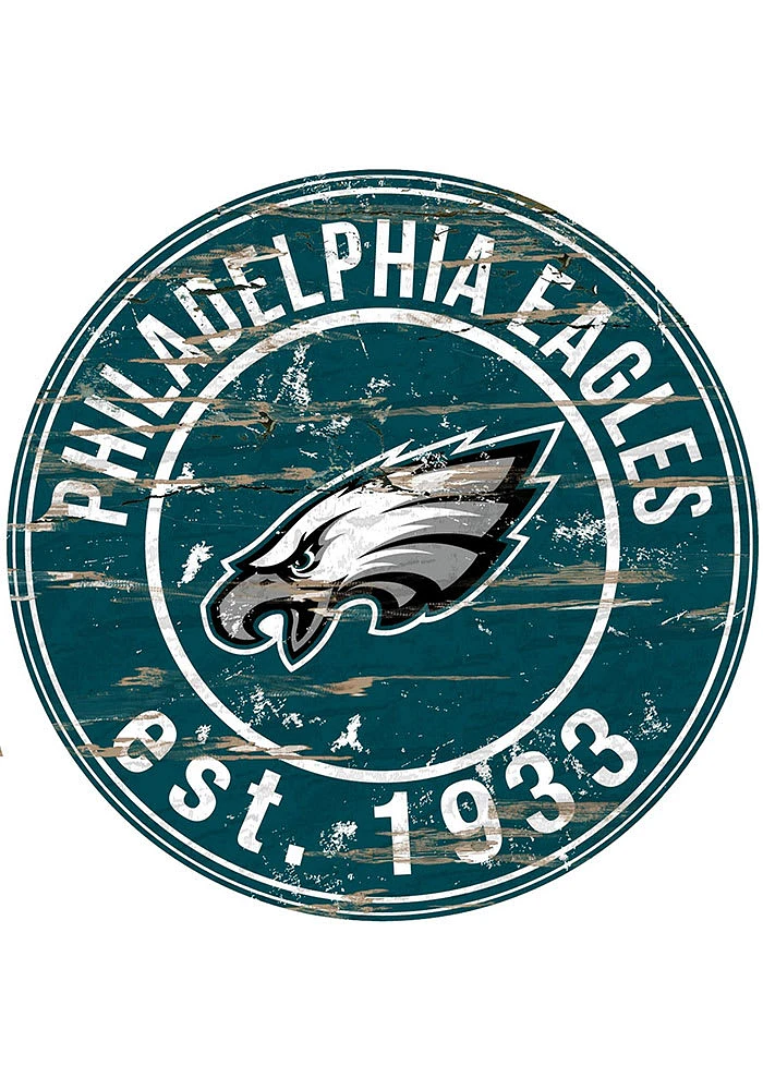 Philadelphia Eagles Established Date Circle 24 Inch Sign - Midnight Green