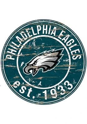 Philadelphia Eagles Established Date Circle 24 Inch Sign - Midnight Green