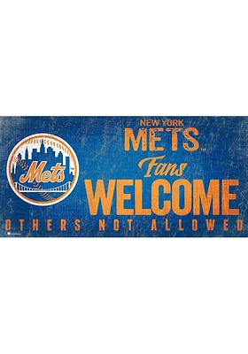 New York Mets Fans Welcome 6x12 Sign - Blue