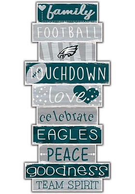 Philadelphia Eagles Celebrations Stack 24 Inch Sign - Midnight Green