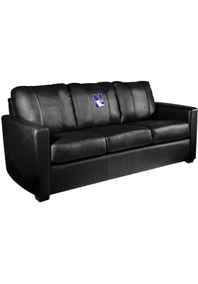 Black Northwestern Wildcats Faux Leather Sofa