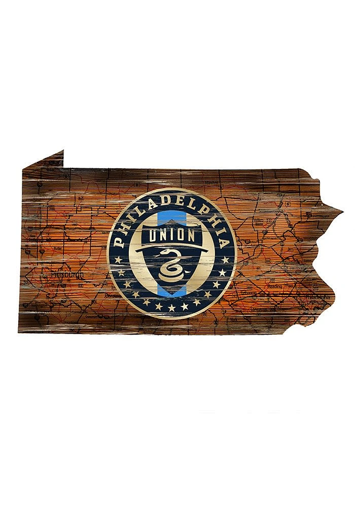 Philadelphia Union Distressed State 24 Inch Sign - Brown