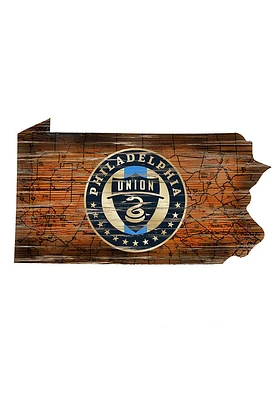 Philadelphia Union Distressed State 24 Inch Sign - Brown