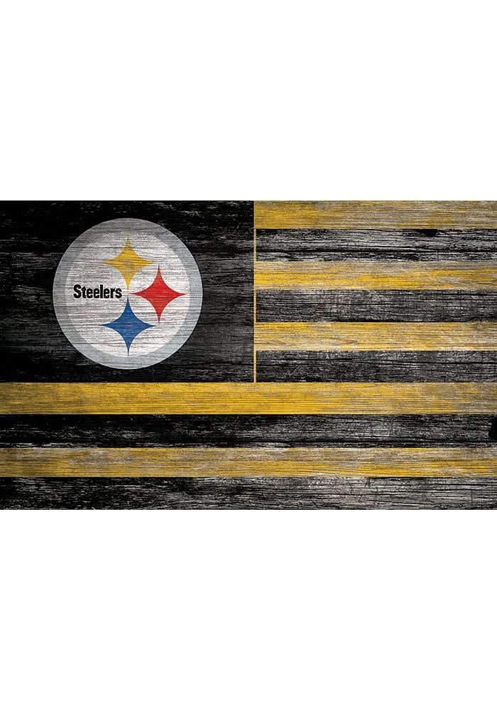 Pittsburgh Steelers Distressed Flag 11x19 Sign - Black