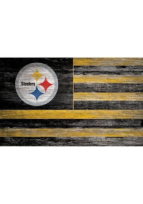 Pittsburgh Steelers Distressed Flag 11x19 Sign - Black