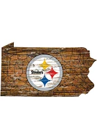 Pittsburgh Steelers Distressed State 24 Inch Sign - Brown