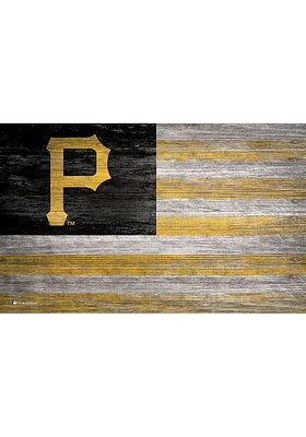 Pittsburgh Pirates Distressed Flag 11x19 Sign - Black