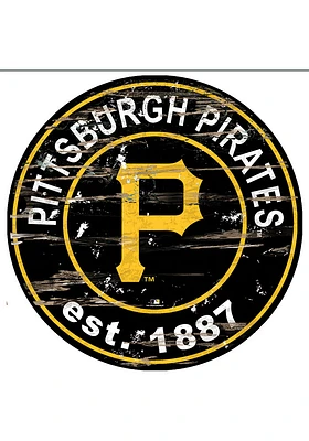 Pittsburgh Pirates Established Date Circle 24 Inch Sign - Black