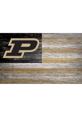 Purdue Boilermakers Distressed Flag 11x19 Sign - Black