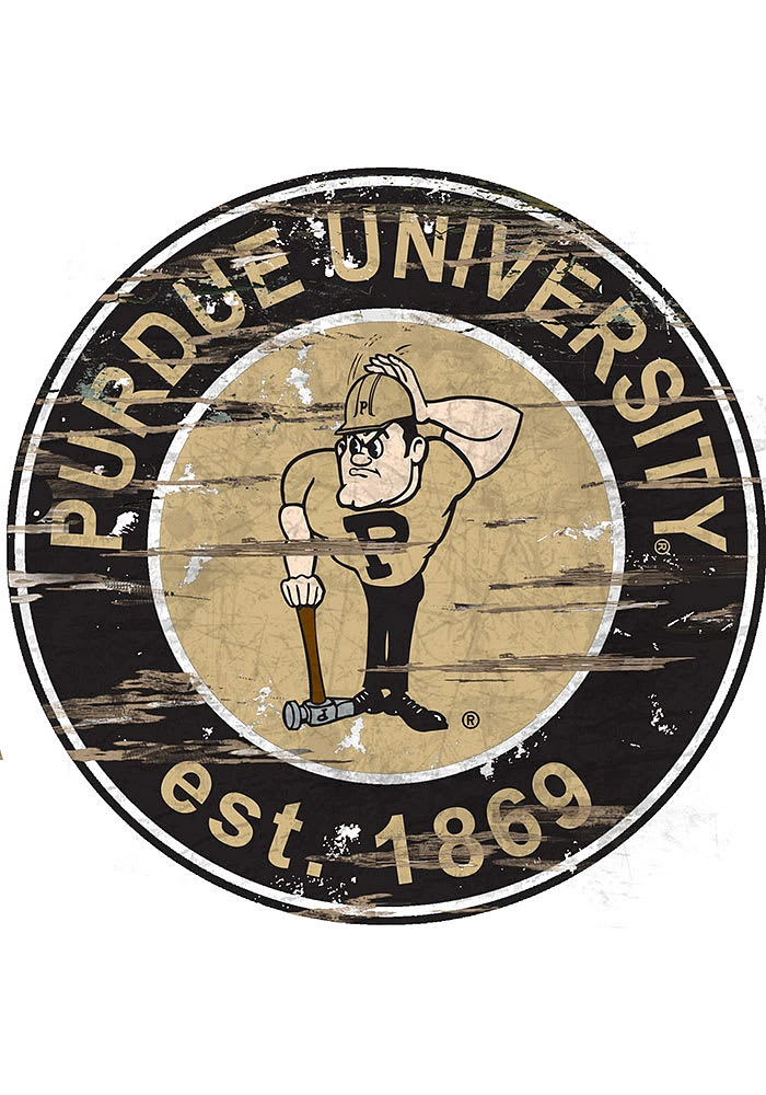 Purdue Boilermakers Established Date Circle 24 Inch Sign - Black