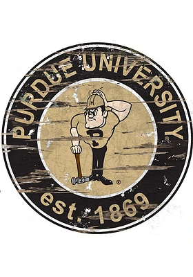 Purdue Boilermakers Established Date Circle 24 Inch Sign - Black