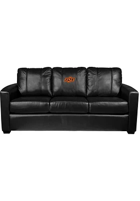 Oklahoma State Cowboys Faux Leather Sofa - Black