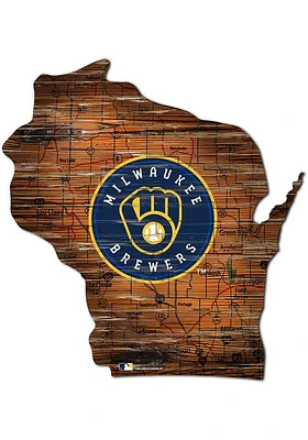 Milwaukee Brewers Mini Roadmap State Sign - Navy Blue