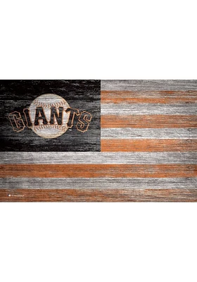 San Francisco Giants Distressed Flag 11x19 Sign - Black