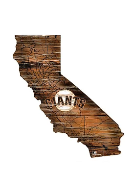 San Francisco Giants Distressed State 24 Inch Sign - Brown