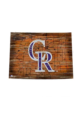 Colorado Rockies Mini Roadmap State Sign - Purple