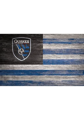 San Jose Earthquakes Distressed Flag 11x19 Sign - Black