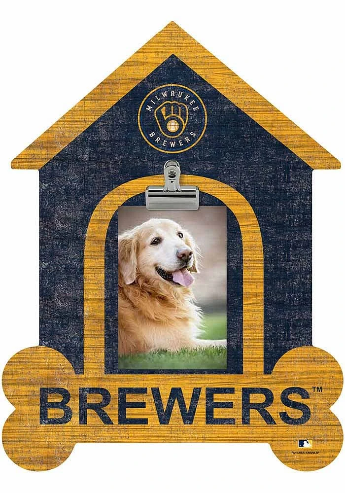 Milwaukee Brewers Dog Bone House Clip Picture Frame - Navy Blue