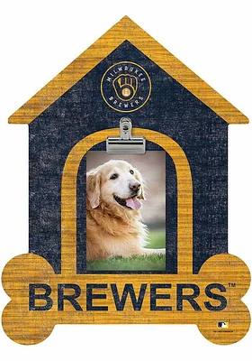 Milwaukee Brewers Dog Bone House Clip Picture Frame - Navy Blue
