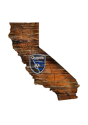 San Jose Earthquakes Distressed State 24 Inch Sign - Brown