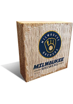 Milwaukee Brewers Logo Block Sign - Navy Blue