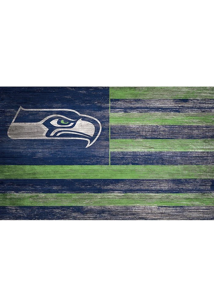 Seattle Seahawks Distressed Flag 11x19 Sign - Blue