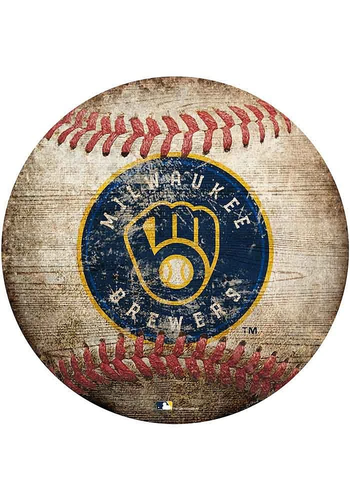 Milwaukee Brewers Baseball Shaped Sign - Navy Blue