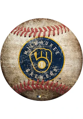 Milwaukee Brewers Baseball Shaped Sign - Navy Blue