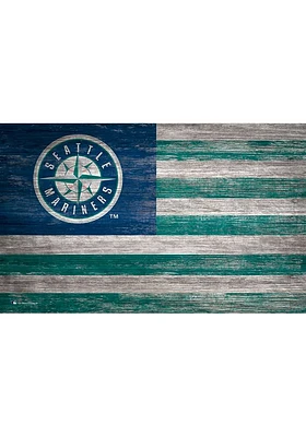 Seattle Mariners Distressed Flag 11x19 Sign - Blue