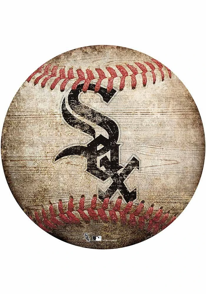 Chicago White Sox Baseball Shaped Sign - Black