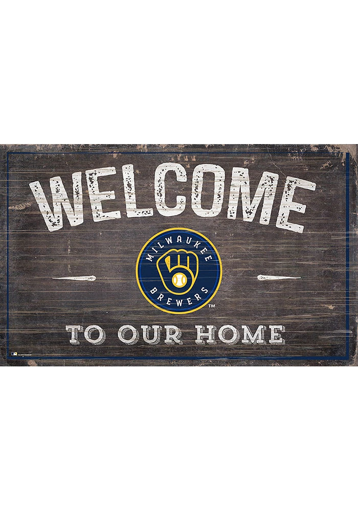 Milwaukee Brewers Welcome to our Home Sign - Navy Blue