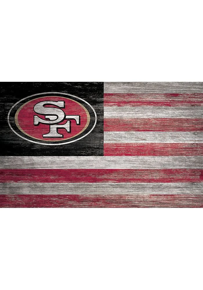 San Francisco 49ers Distressed Flag 11x19 Sign - Black