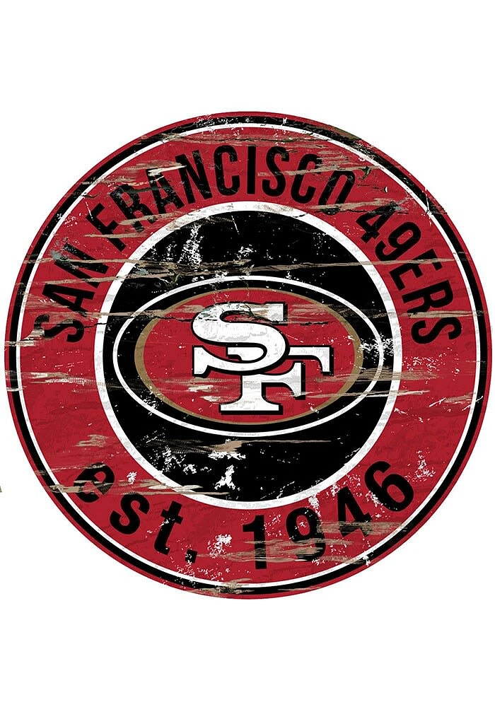 San Francisco 49ers Established Date Circle 24 Inch Sign - Red