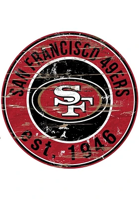 San Francisco 49ers Established Date Circle 24 Inch Sign - Red