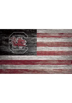South Carolina Gamecocks Distressed Flag 11x19 Sign - Black