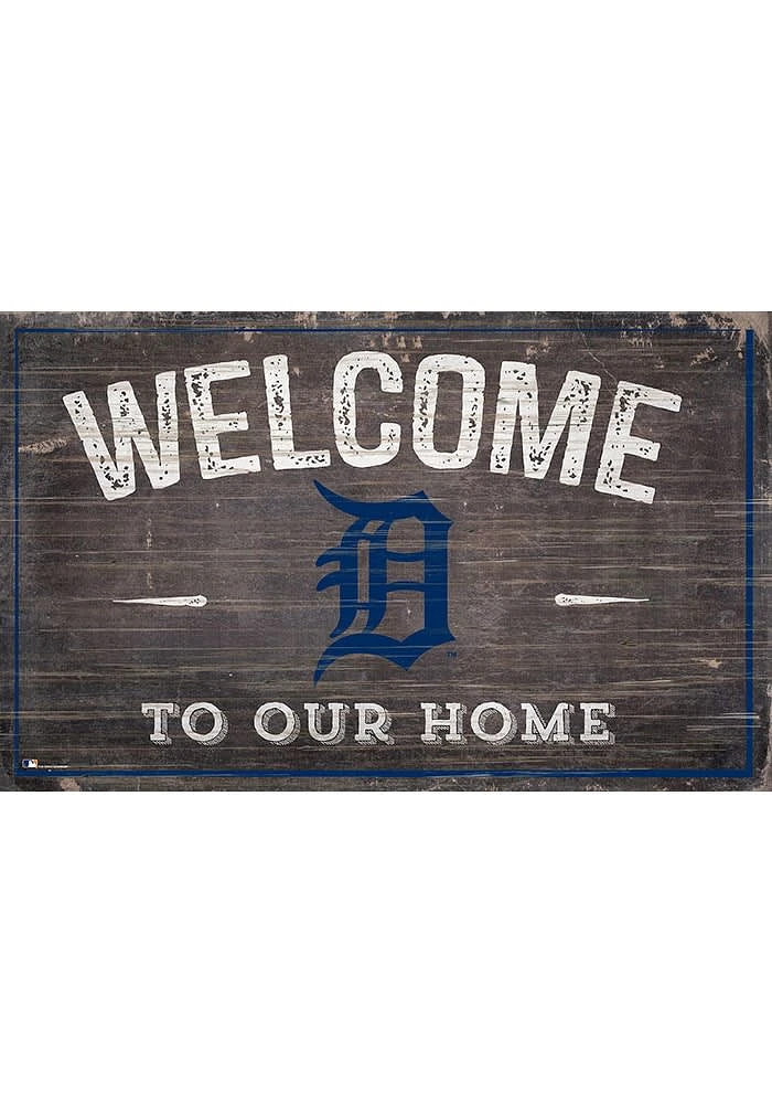 Detroit Tigers Welcome to our Home Sign - Navy Blue