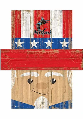 Miami Marlins Patriotic Head Sign - Blue