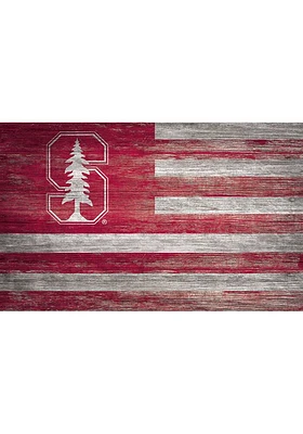 Stanford Cardinal Distressed Flag 11x19 Sign - Red